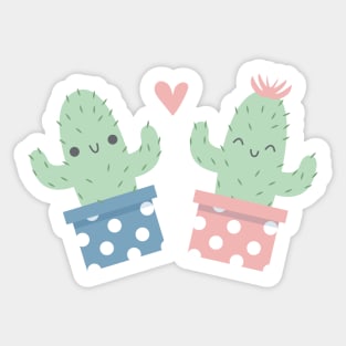 Cute cacti couple Sticker